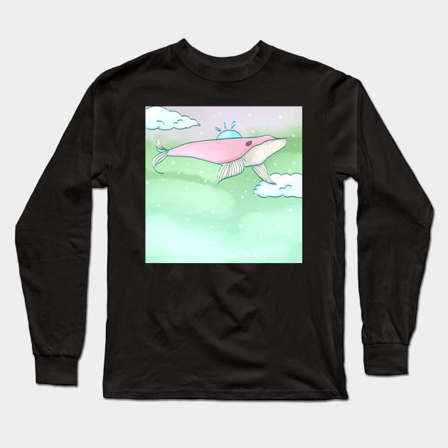 PINK WHALE Long Sleeve T-Shirt by aztunez